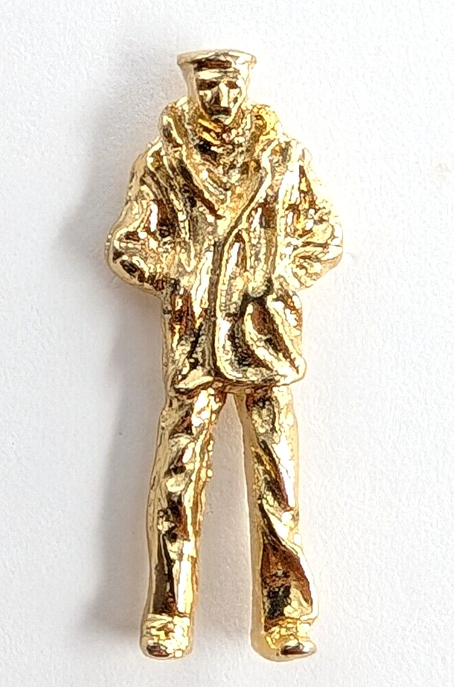 The Loan Sailor US Navy Statue Gold Tone Pin United States Military 