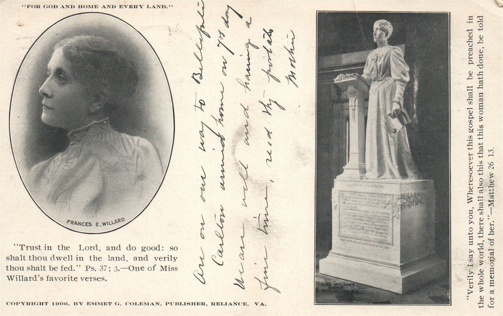 WOMEN\'S SUFFRAGIST FRANCES WILLARD ANTIQUE POSTCARD 