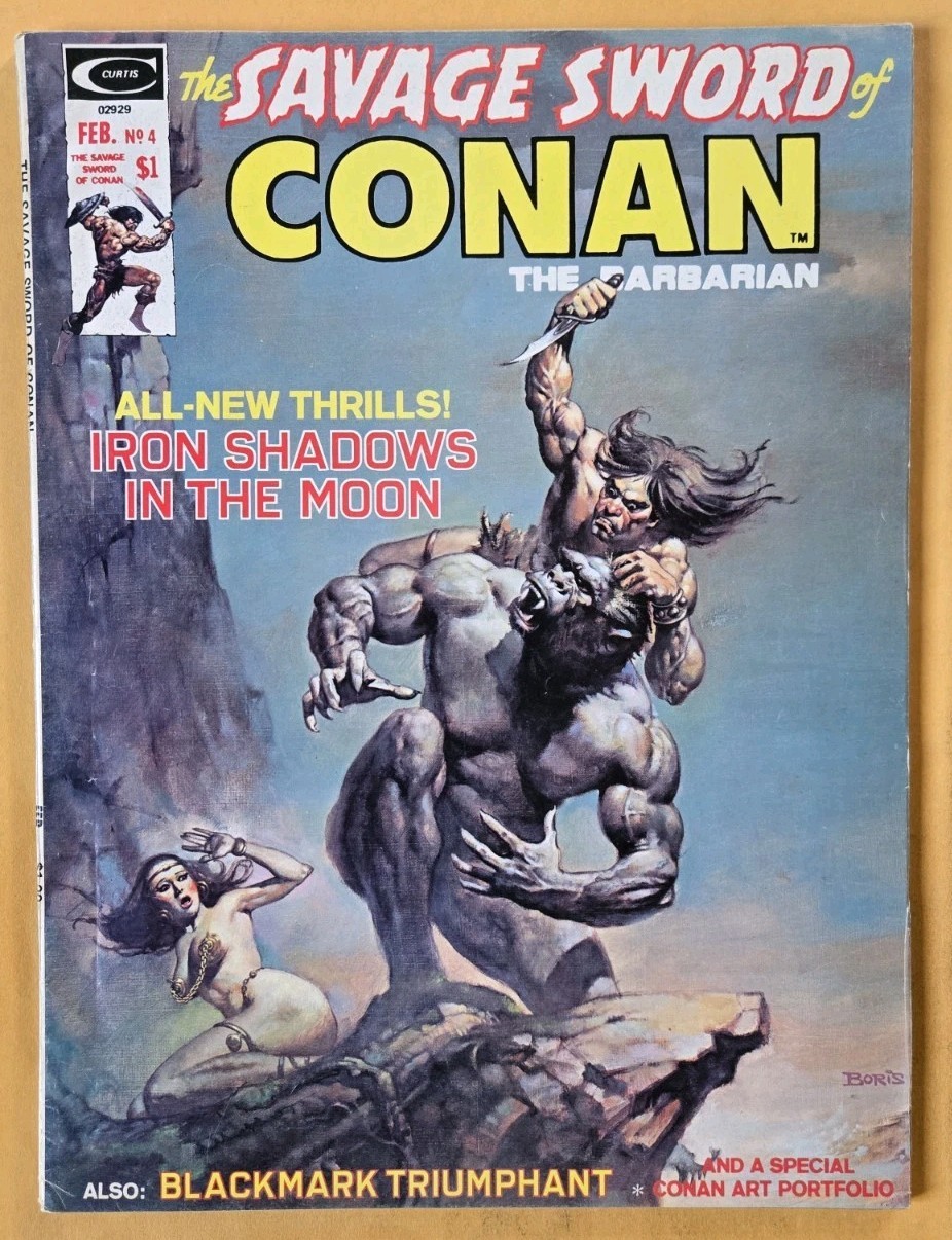 The Savage Sword of Conan #4 VG+ (4.5) Cover By Boris Vallejo Marvel Comic 2/75