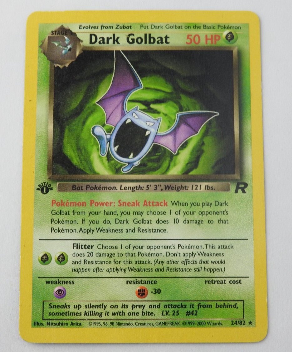 Dark Golbat 1st Edition 24/82 Team Rocket Pokemon Card 2000 WOTC