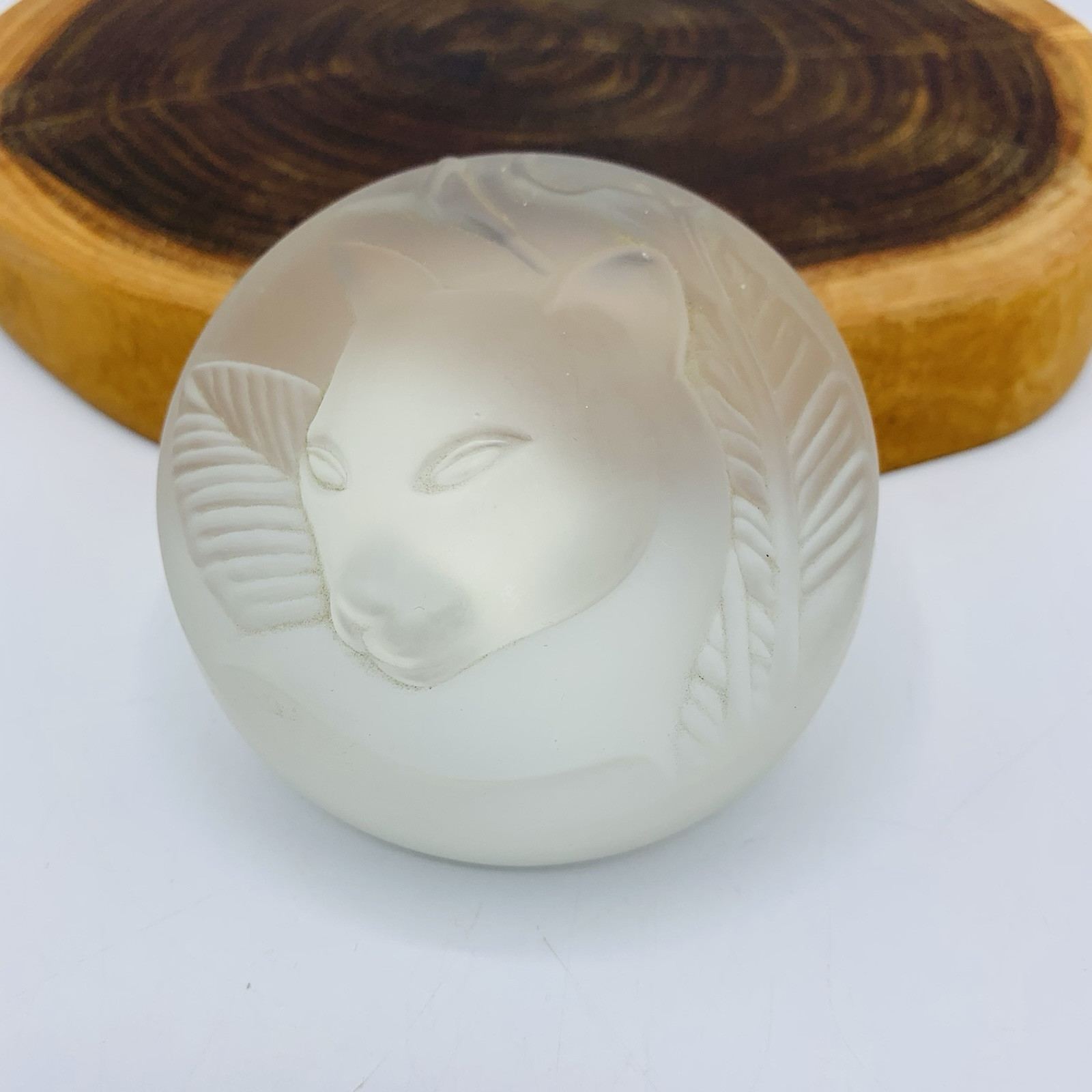 Jungle Cat Jaguar Frosted Glass Paperweight Special Gifts by Crowning Touch Vtg