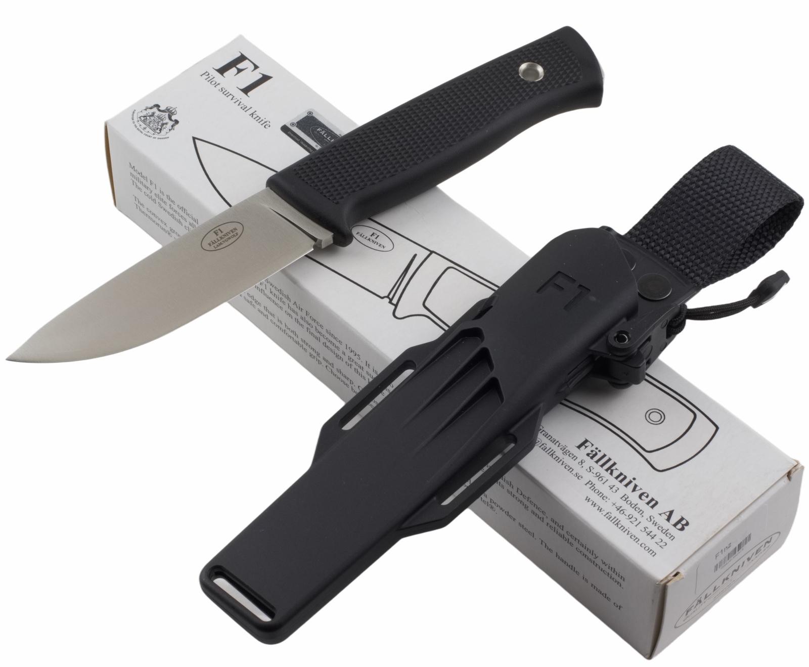 Fallkniven F1 Fixed Blade Knife Satin Finish Stainless Black Thermorun NZ