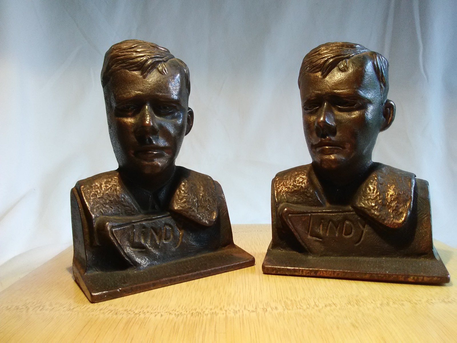 Vintage Lindberg Bookends - Early Aviation Originals - Warm Patina - Rare Vintage Lindberg Bookends - Early Aviation Originals - Warm Patina - Rare