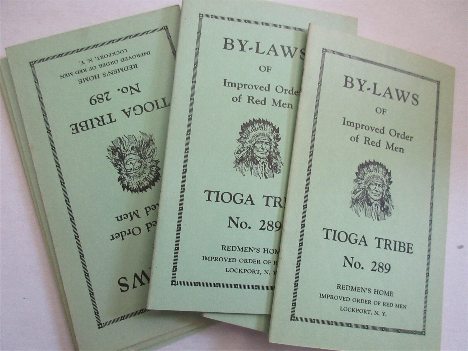 5-TIOGA TRIBE 289 LOCKPORT NY Improved Order of Red Men IORM By-Laws 1938 Indian