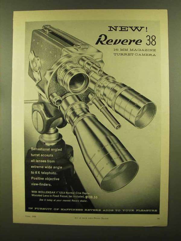 1956 Revere 38 16mm Magazine Turret Camera Ad