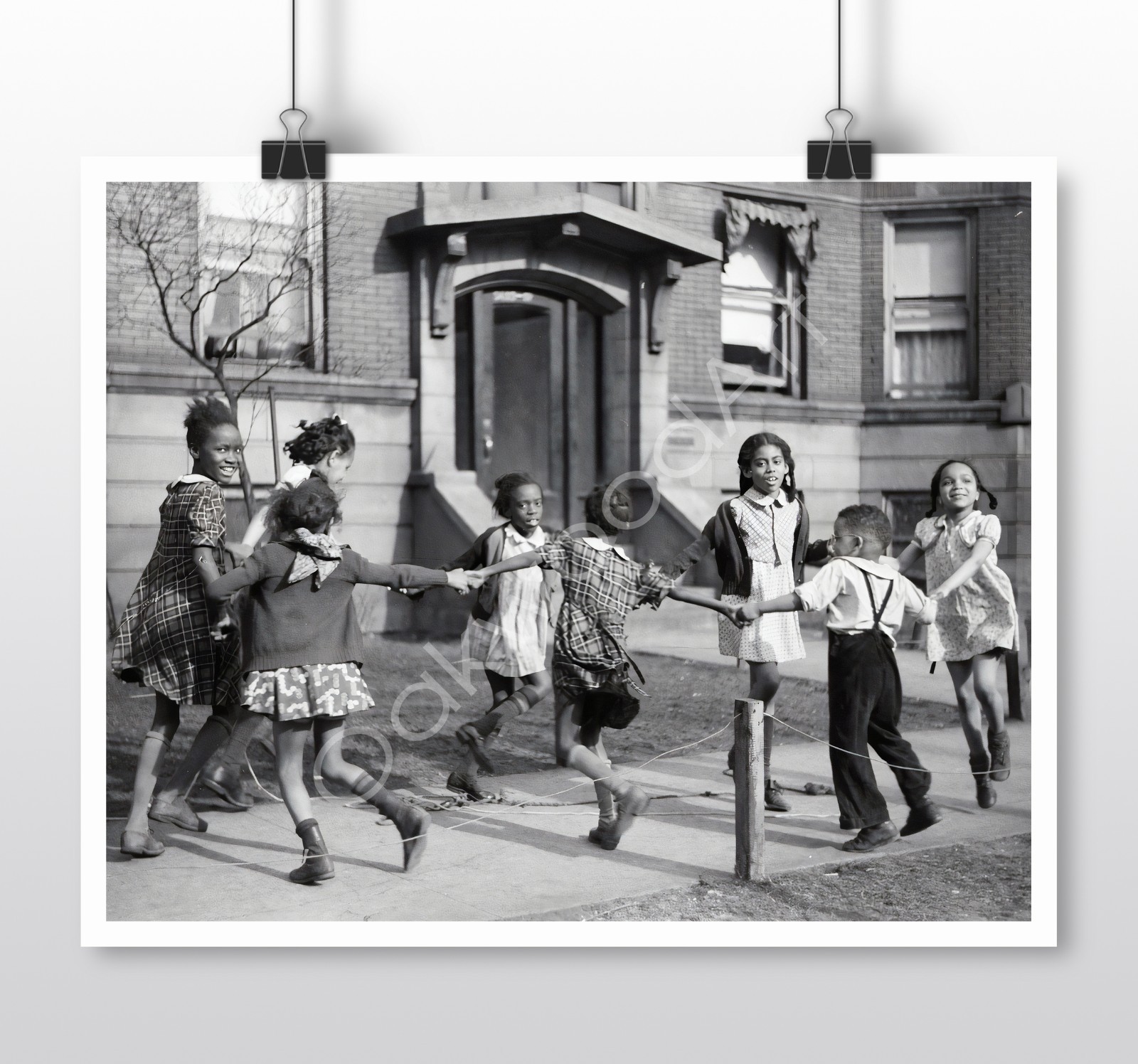 CHICAGO Black Kids Playing Ring-Around-the-Rosie c1940s, Vintage Photo Reprint