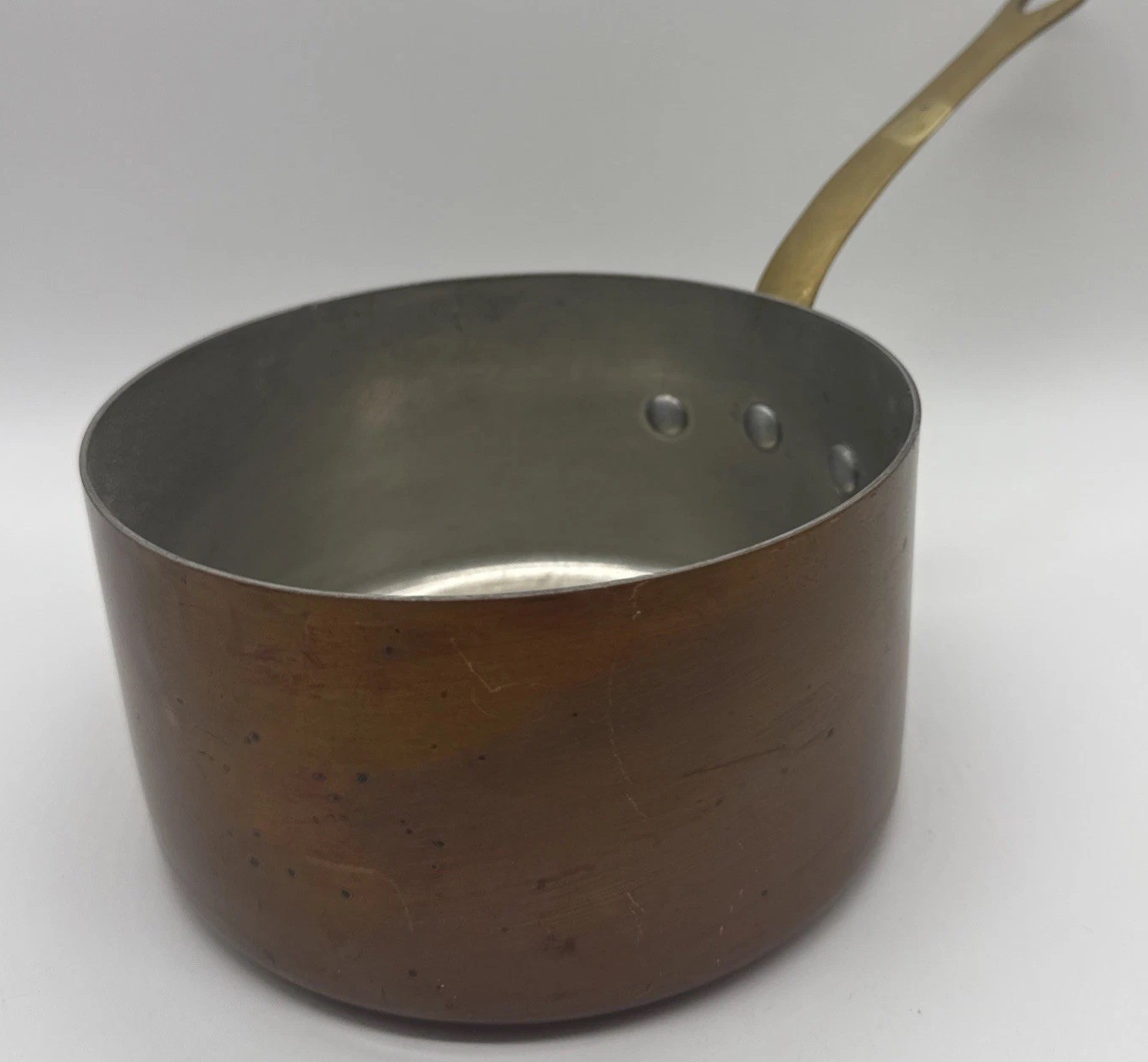 Ruffoni Tin Lined Copper Vintage Saucepan Pot Brass Handle Italy 6.5” Cottage Ruffoni Tin Lined Copper Vintage Saucepan Pot Brass Handle Italy 6.5” Cottage