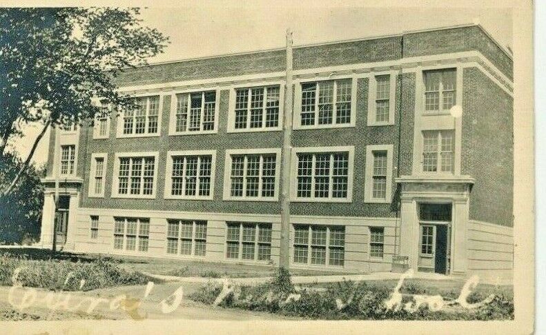 Postcard Antique RPPC View of High School in Elvira, IA.       aa2