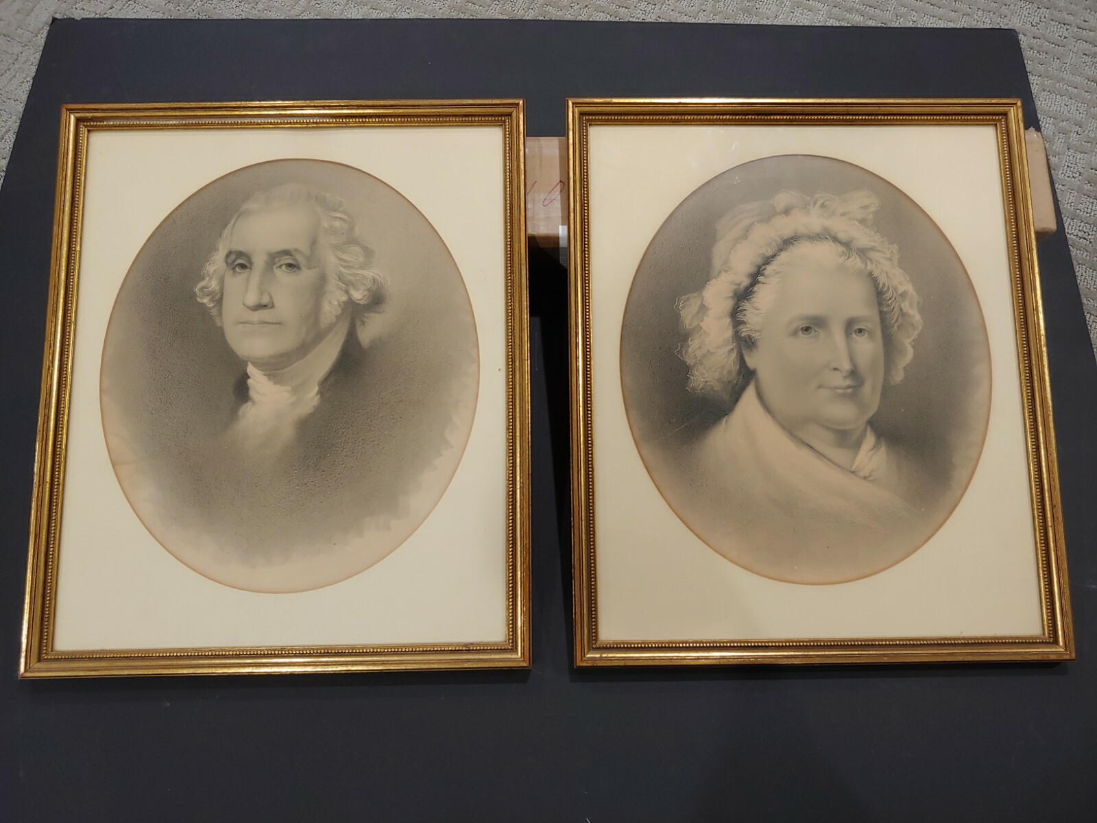 FINE PAIR 1863 J C Bufford's Sons lithos George & Martha Washington