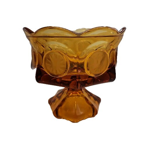 Fostoria Coin Candy Dish Glass Compote Amber  Footed Pedestal