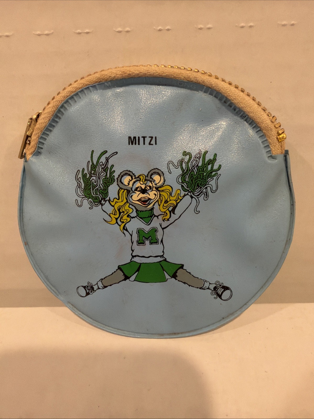 Vintage 1981 ShowBiz Pizza Mitzi Mozzarella Squeaker Coin Purse Blue GC HTF