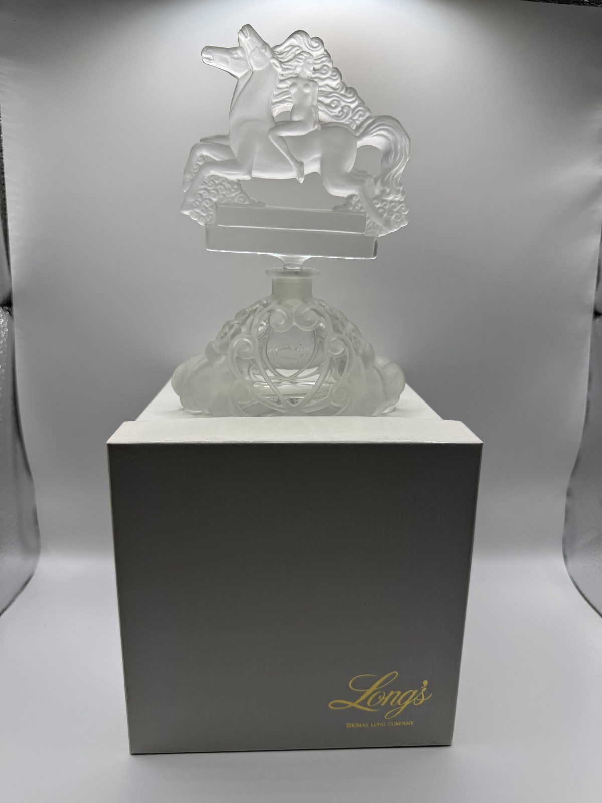 C.I.O. Czech Crystal Perfume Bottle Nude Lady Horse Stopper w/ Long’s Box
