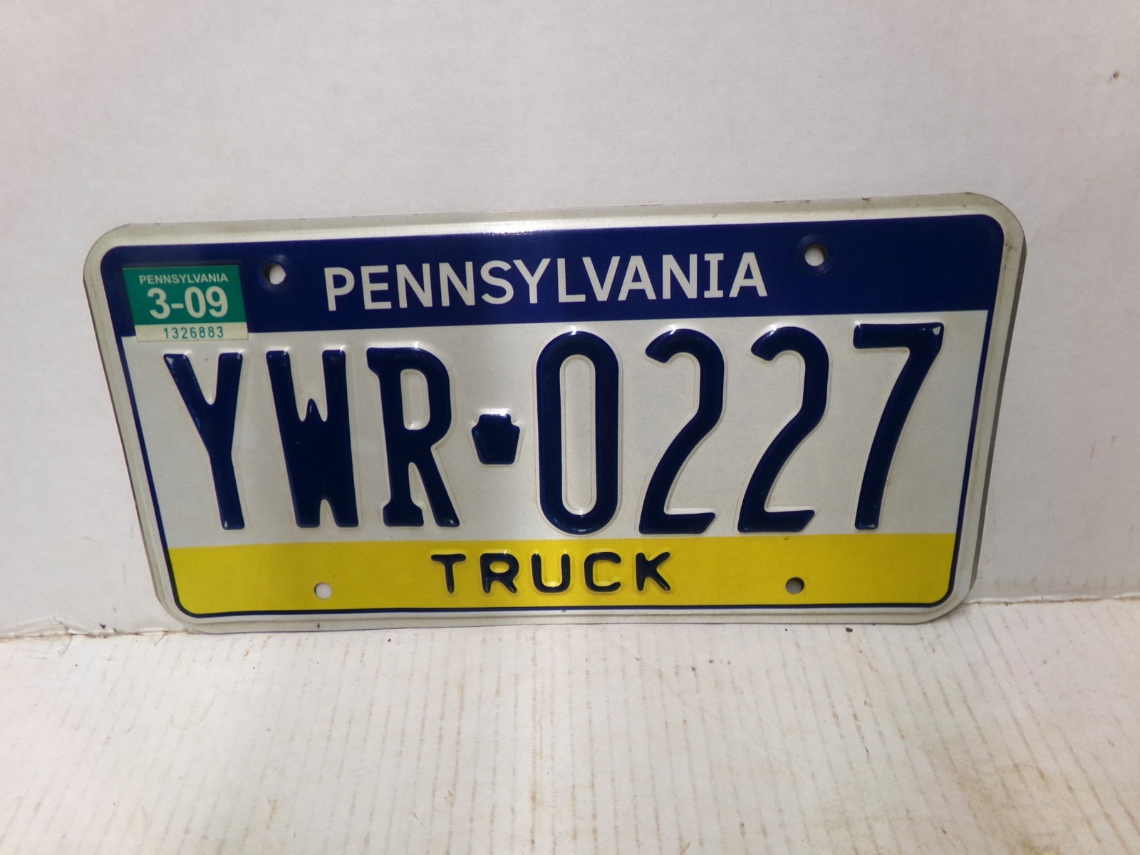 Pennsylvania Truck License Plate YWR0227