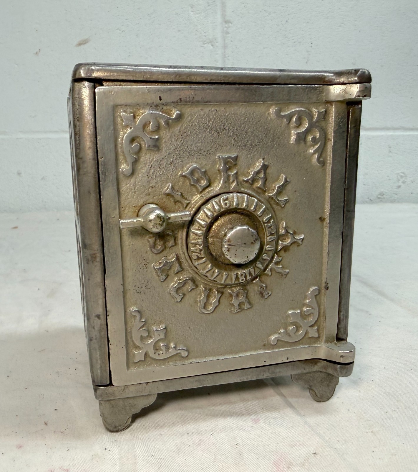 Antique 19th century Cast Iron Ideal Security Safe lock Deposit Coin Still Bank