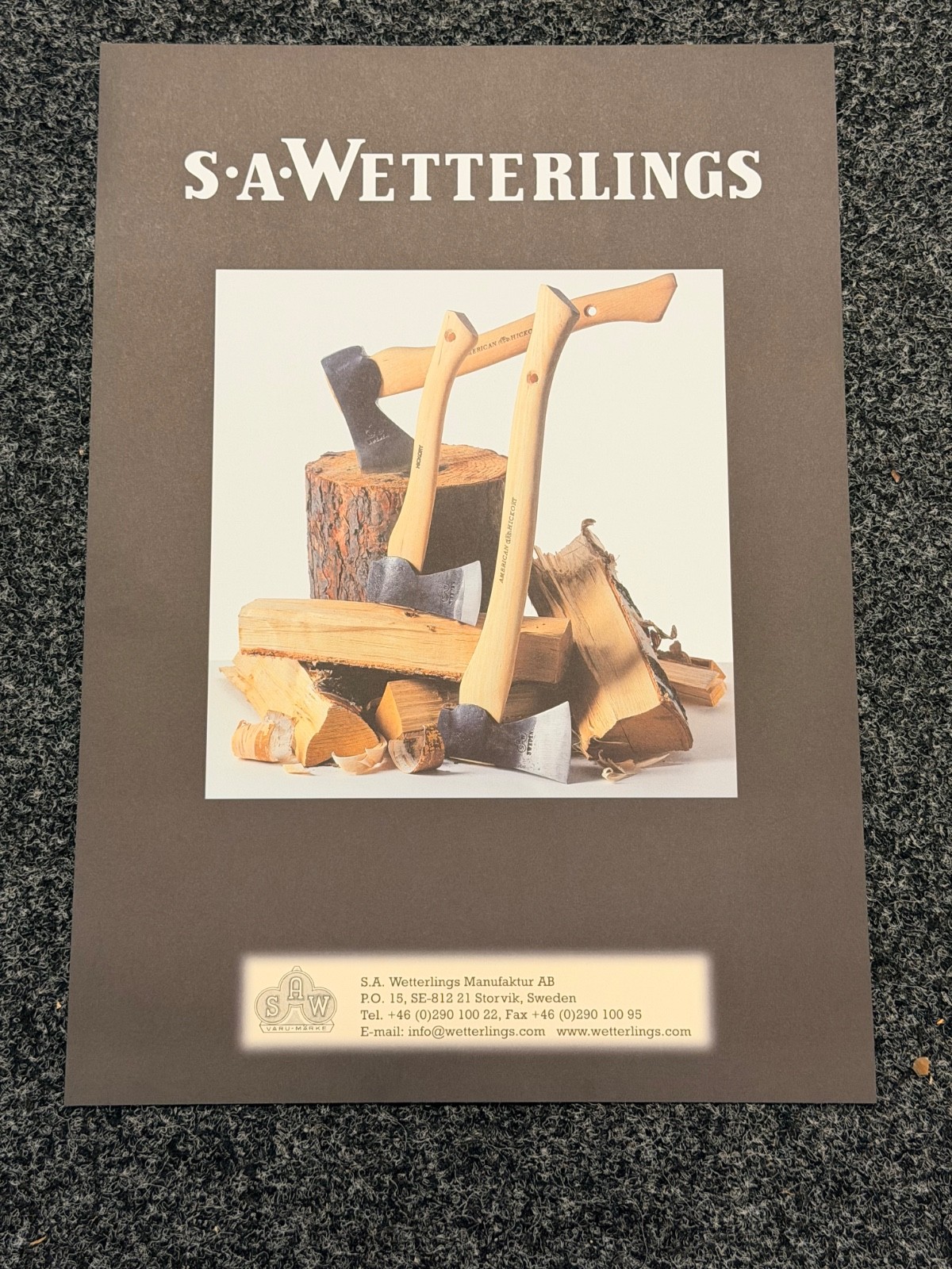 Original S.A. Wetterlings Axe Factory Poster Sweden Vintage Advertising 60cm