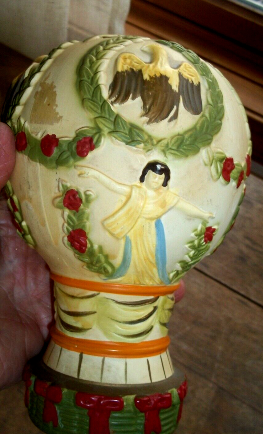 Antique ceramic hot air balloon political Americana coin bank c.EARLY 1900s 7\