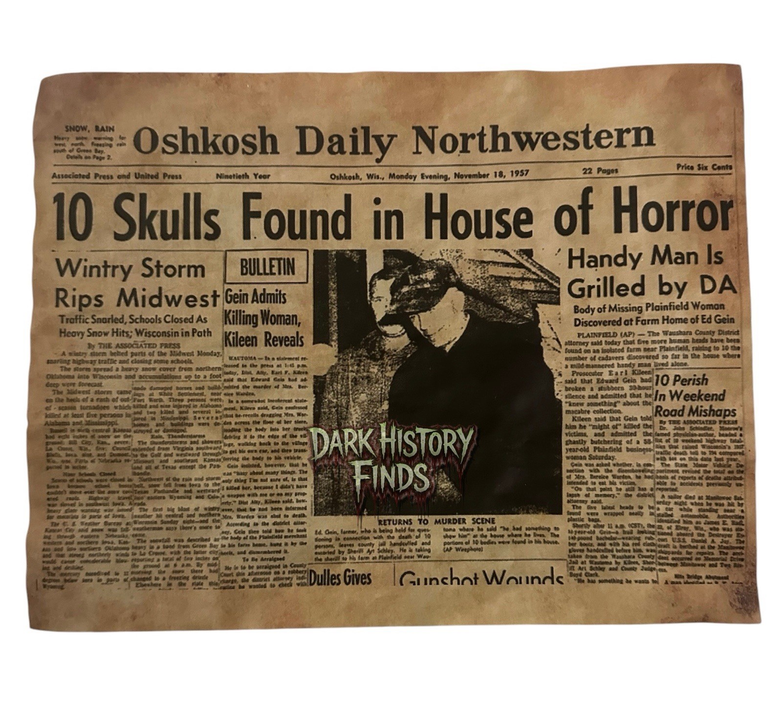 Ed Gein The Butcher of Plainfield 10 Skulls Found In House of Horror Newspaper
