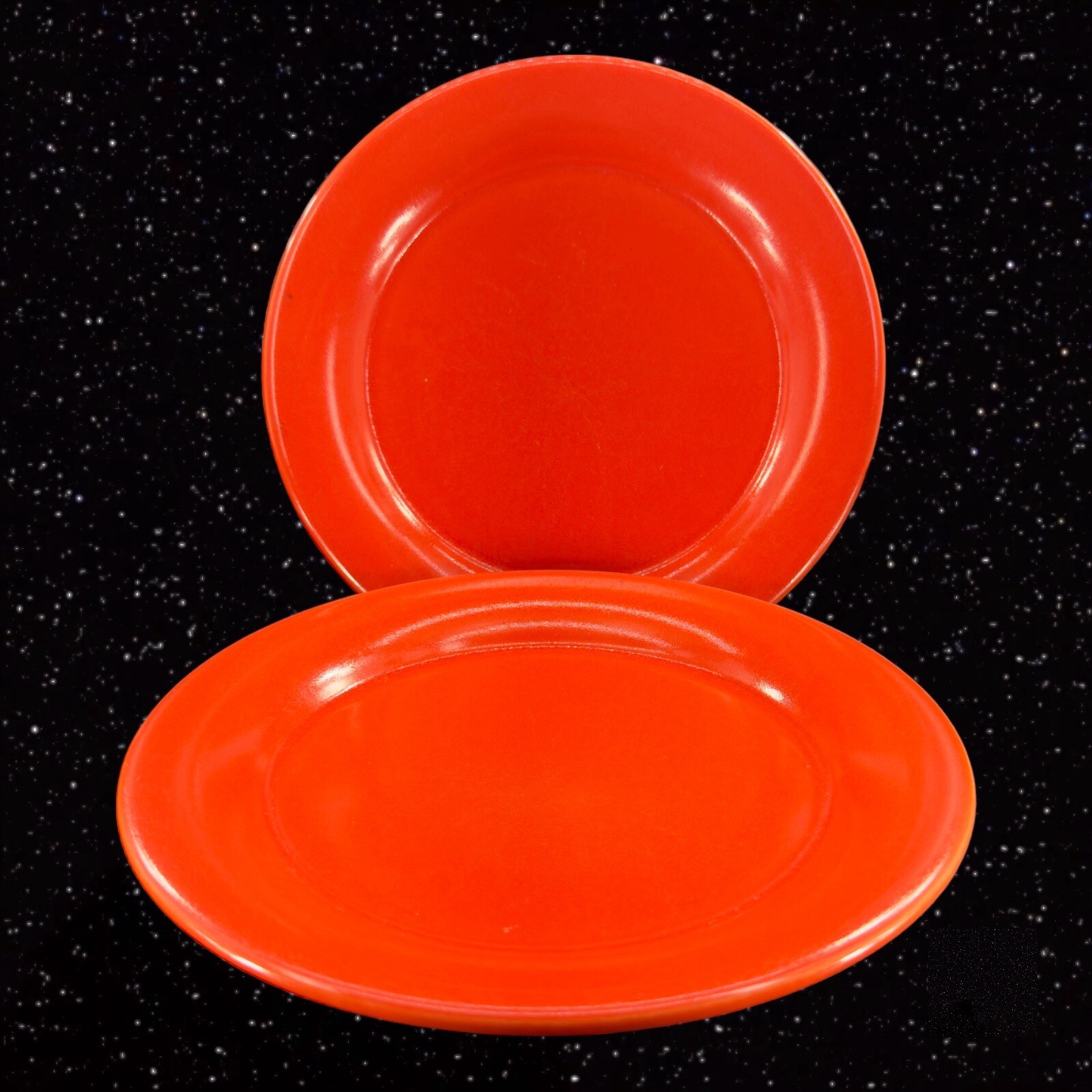 Rare Franciscan FIRE DANCE Red Plate Dish Set 2 Earthenware 1970s Ceramic VTG