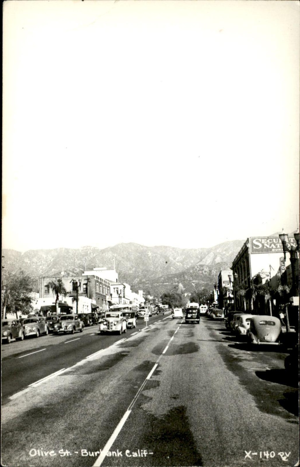 Burbank CA Street Scene X-140 c1940s-50s Real Photo Vintage Postcard bhn
