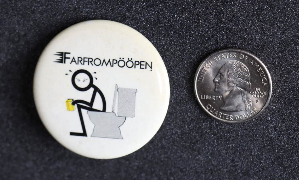 1995 Erazor Bits Far From Poopen Bathroom Toliet Button Pin