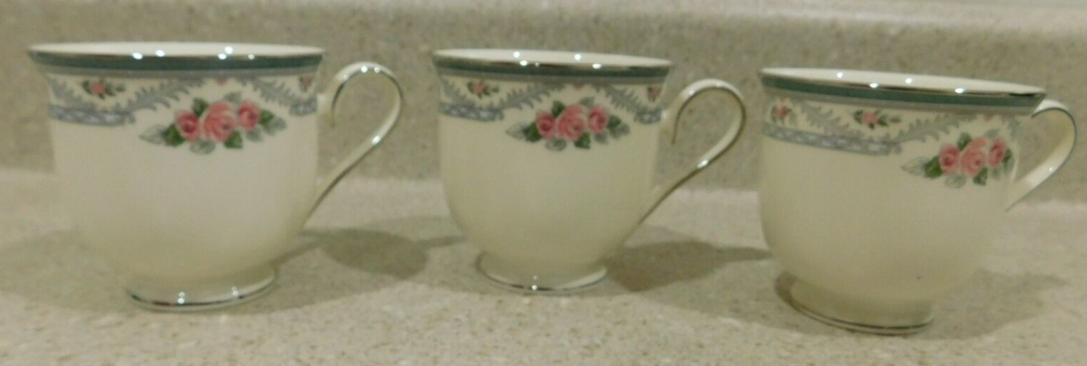 Vintage Lenox Country Romance Fine China Tea Cups 3 Piece Set