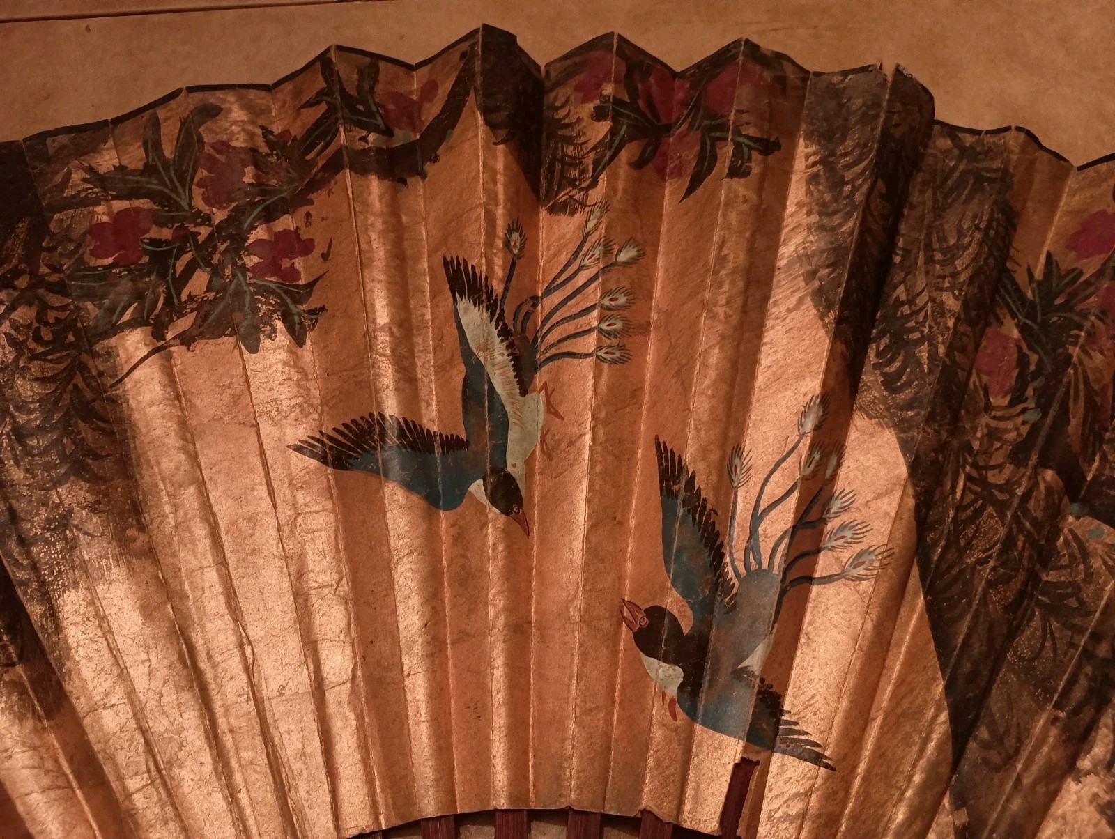 Large Hand Painted Wall Fan Asian Hand Painted Folded Paper Fan, 41\