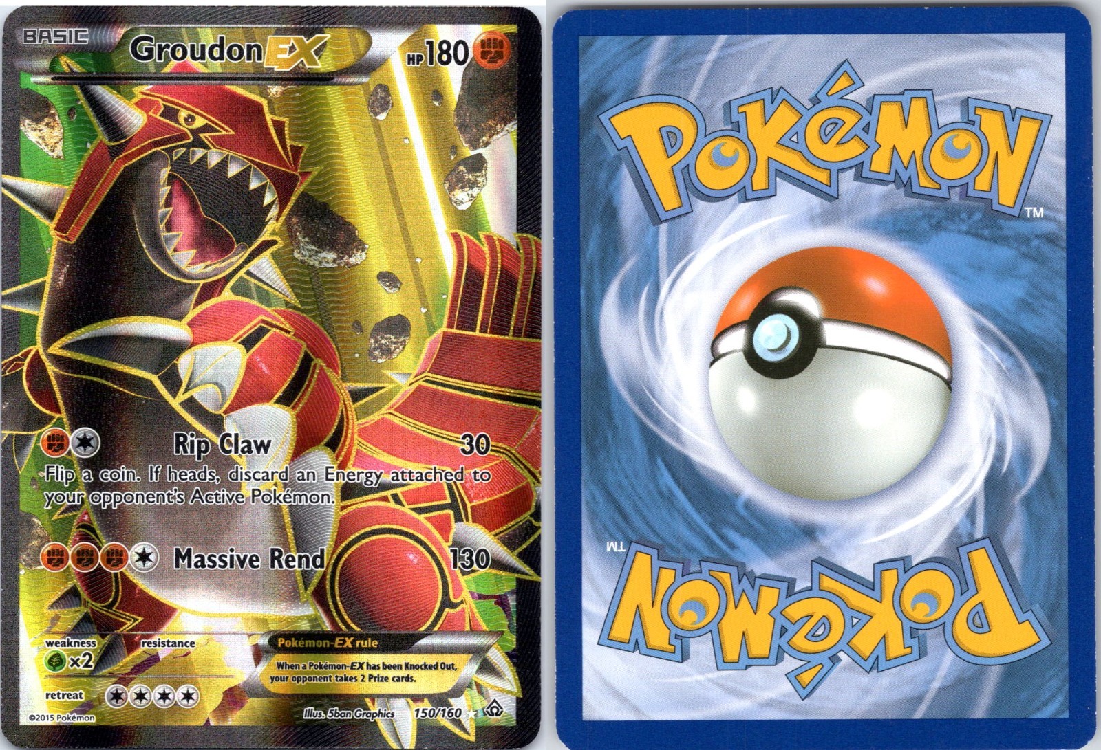 Pokemon Groudon EX (150 Full Art) 150/160 XY-Primal Clash Holo