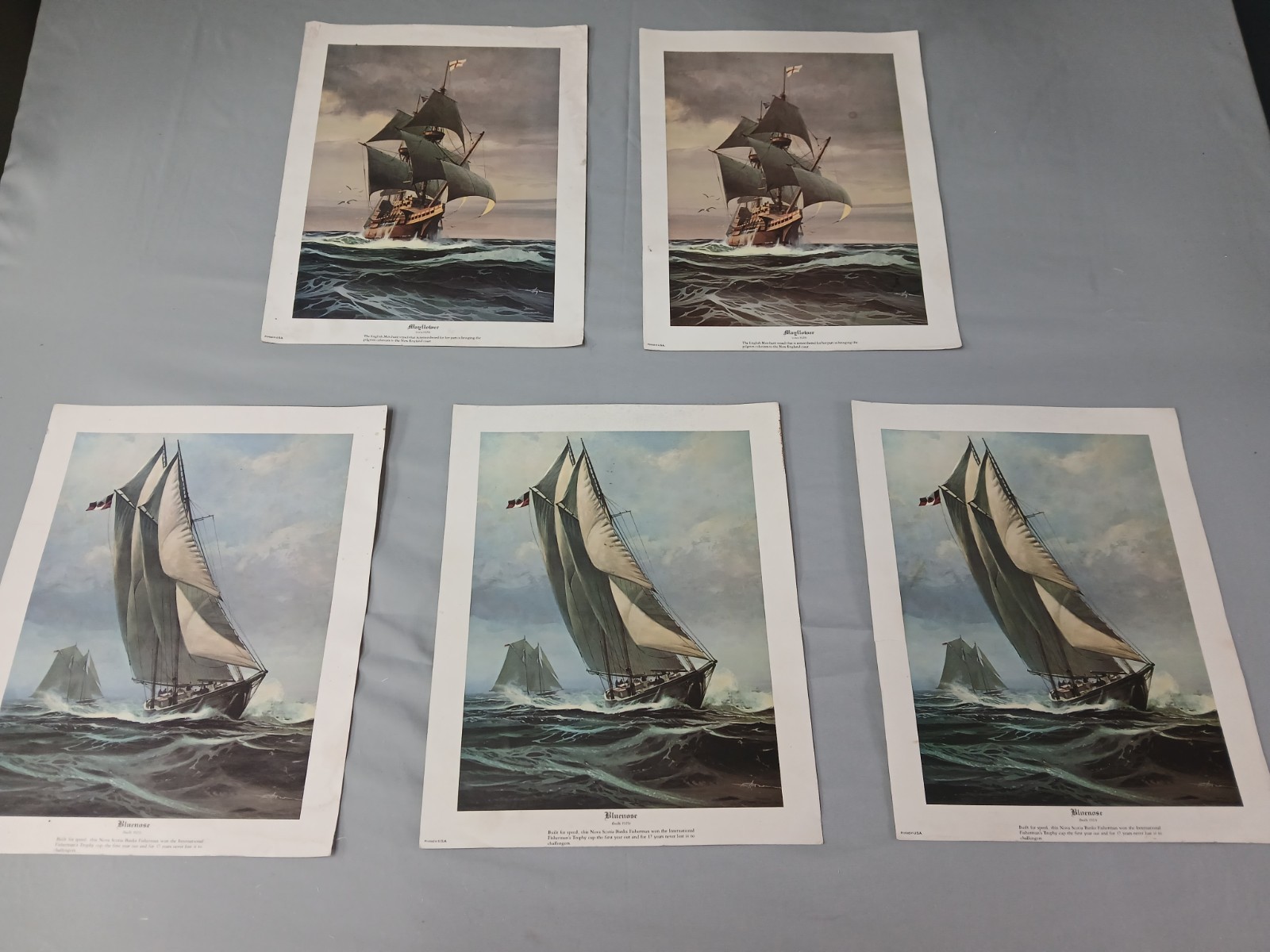 Bluenose And Mayflower Prints Nautical Historic Lot Of 5. 2 Mayflower & 3... Bluenose And Mayflower Prints Nautical Historic Lot Of 5. 2 Mayflower & 3...