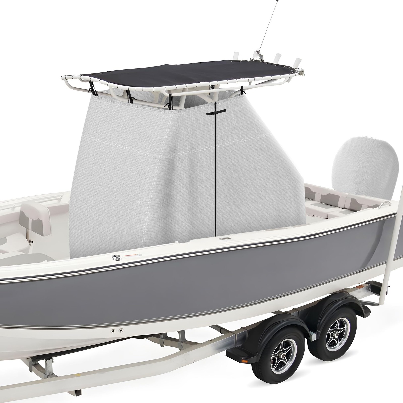NOOKAT 1200D Waterproof T-Top Boat Center Console Cover 95L 59W 72H Gray Marine