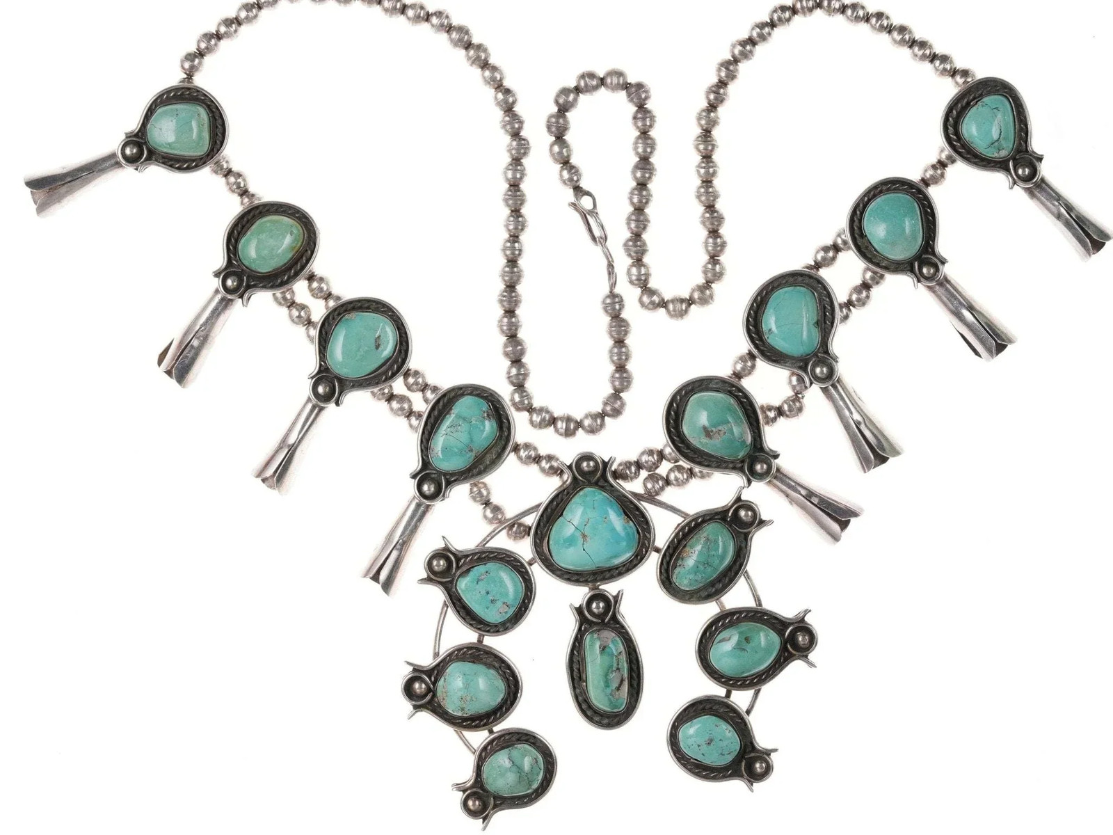 Vintage Navajo Sterling turquoise squash blossom necklace Vintage Navajo Sterling turquoise squash blossom necklace