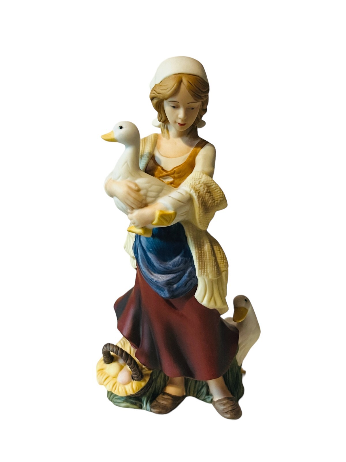 Thomas Kinkade Nativity Figurine Christmas Hawthorne Humble Peasant Maiden Geese