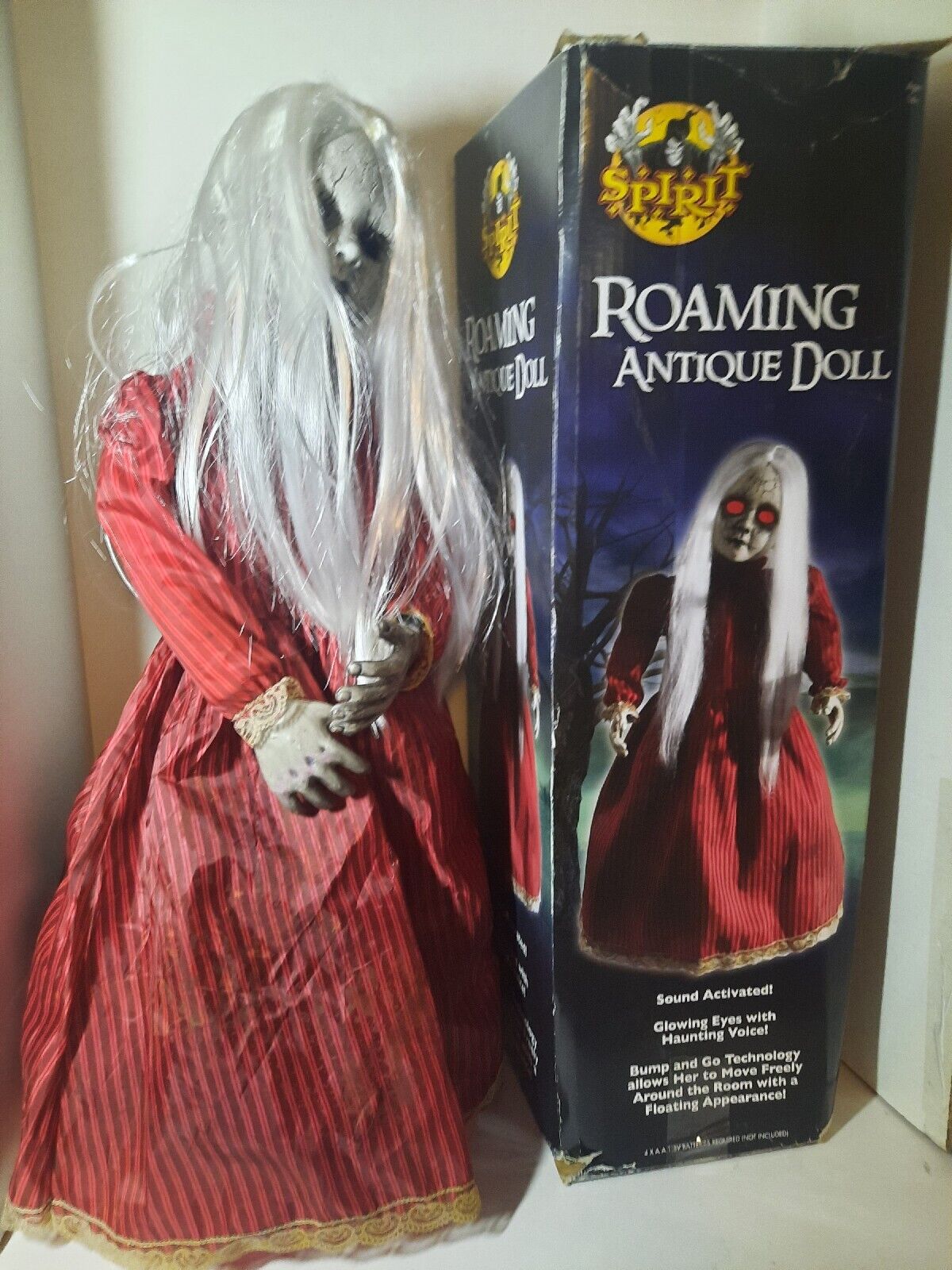 Spirit Halloween ROAMING ANTIQUE DOLL-FLOATING Sound Activated Haunted Animated