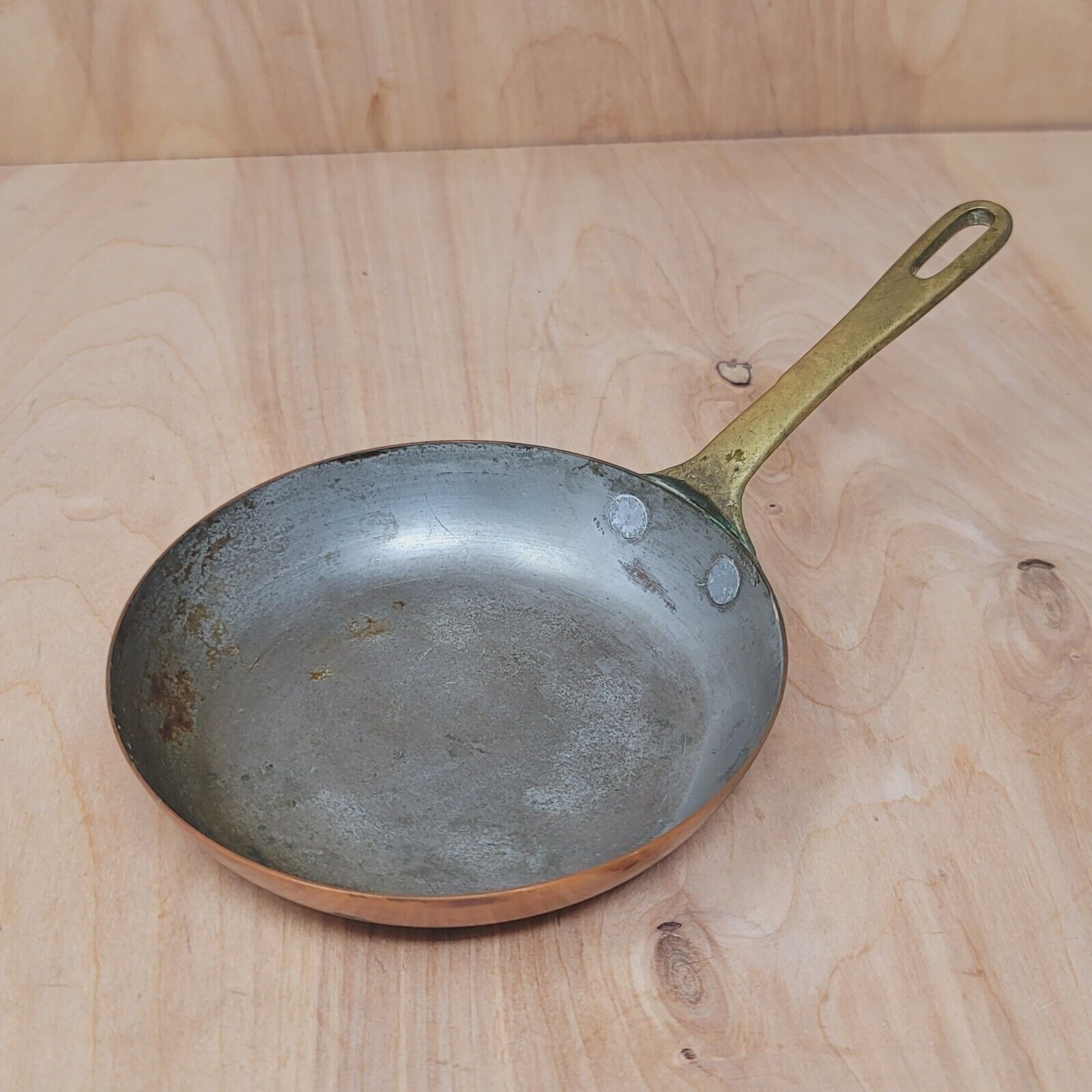 Vintage Country Kitchen Frying Pan 5 Inch With Brass Handle