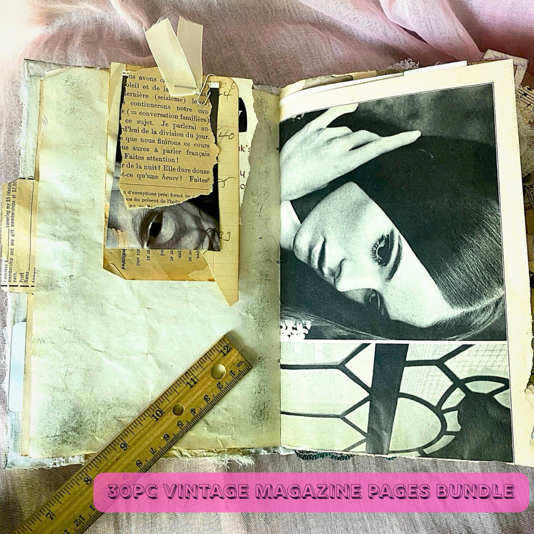 Vintage 1960s Magazine Pages Mixed Media Lot Junk Journal Collage Scrapbook 30pc