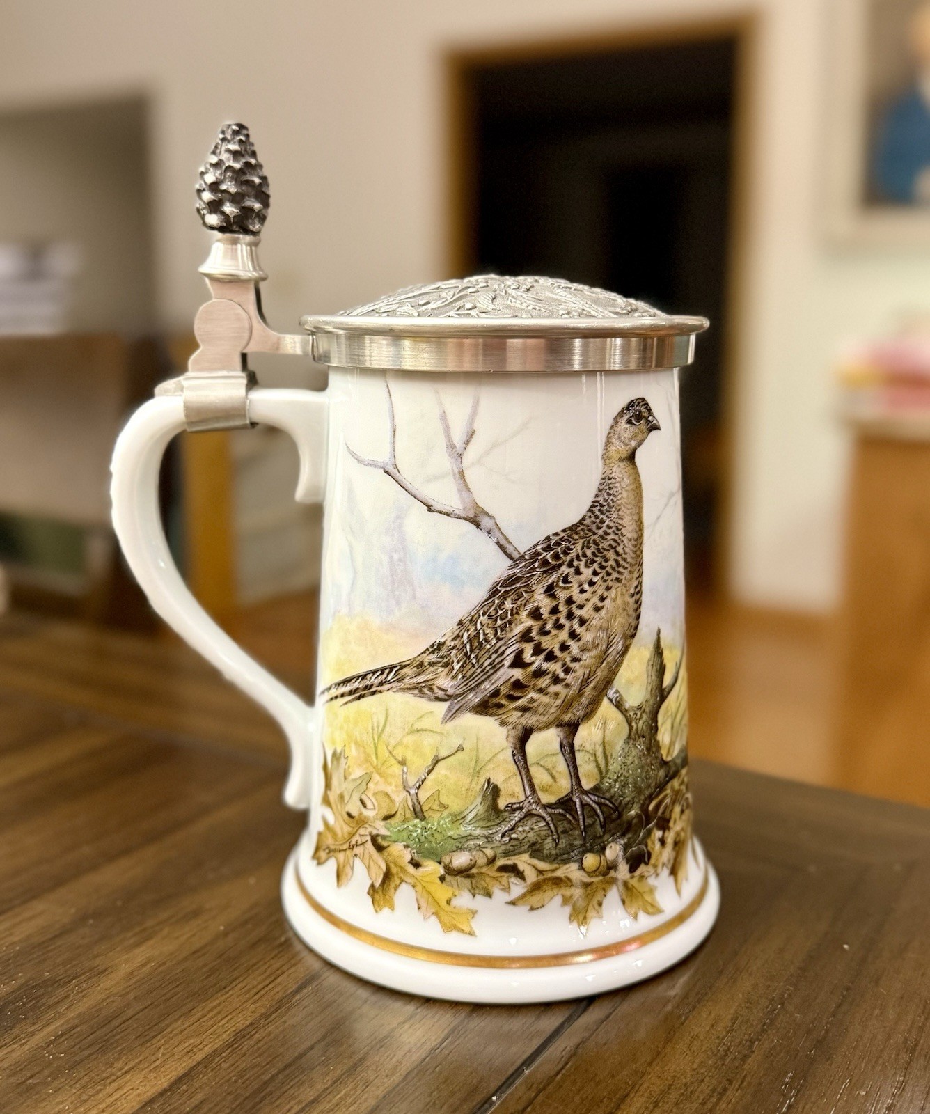1981 Franklin Porcelain Game Bird Stein Basil Ede Haviland Limoges Pheasant Lid