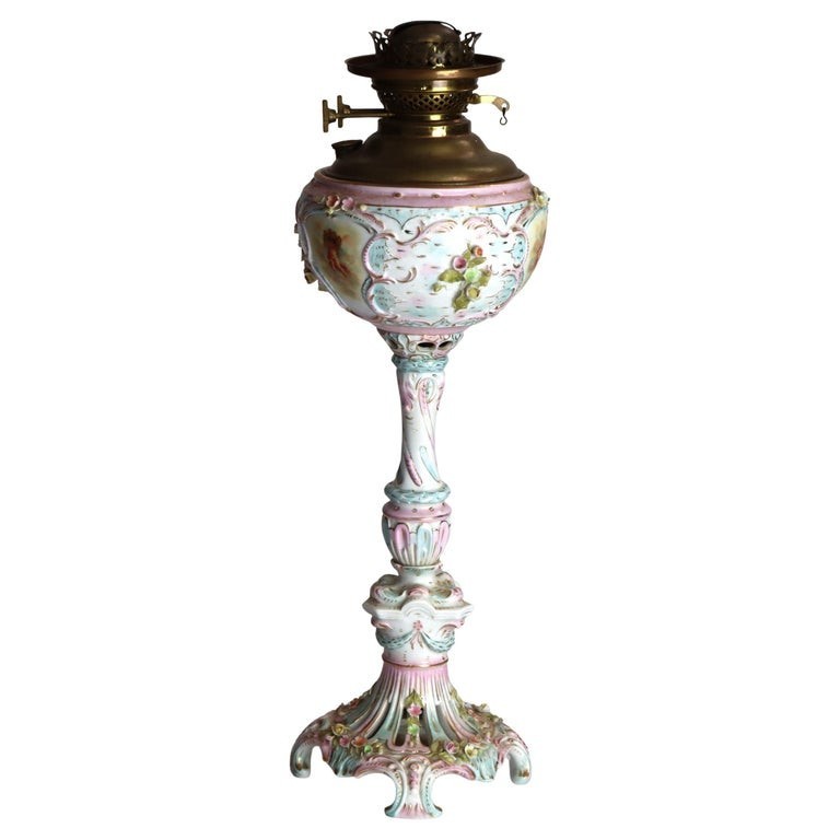 Duplex Louis XV Meissen School Porcelain Oil Lamp Base c1890