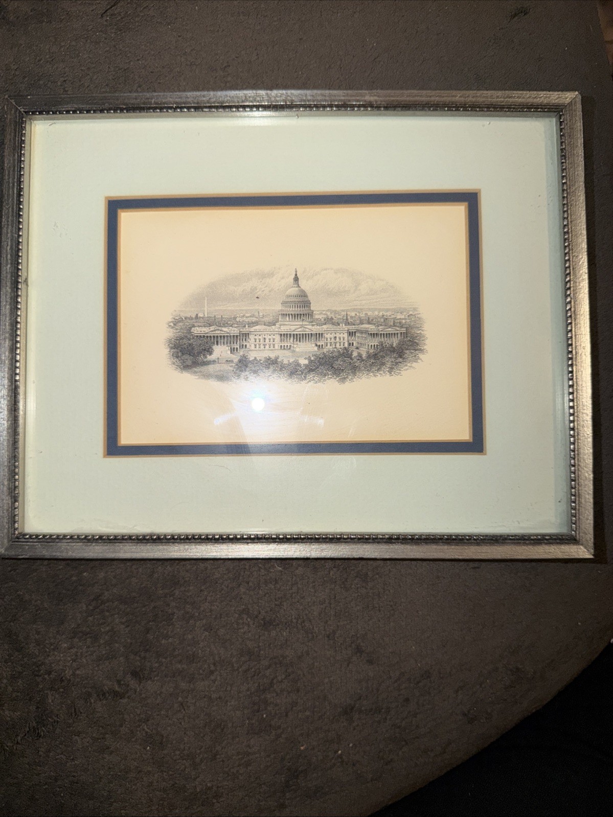 Framed Capitol Building Northeast View Steel Engraving By Charles Magnus