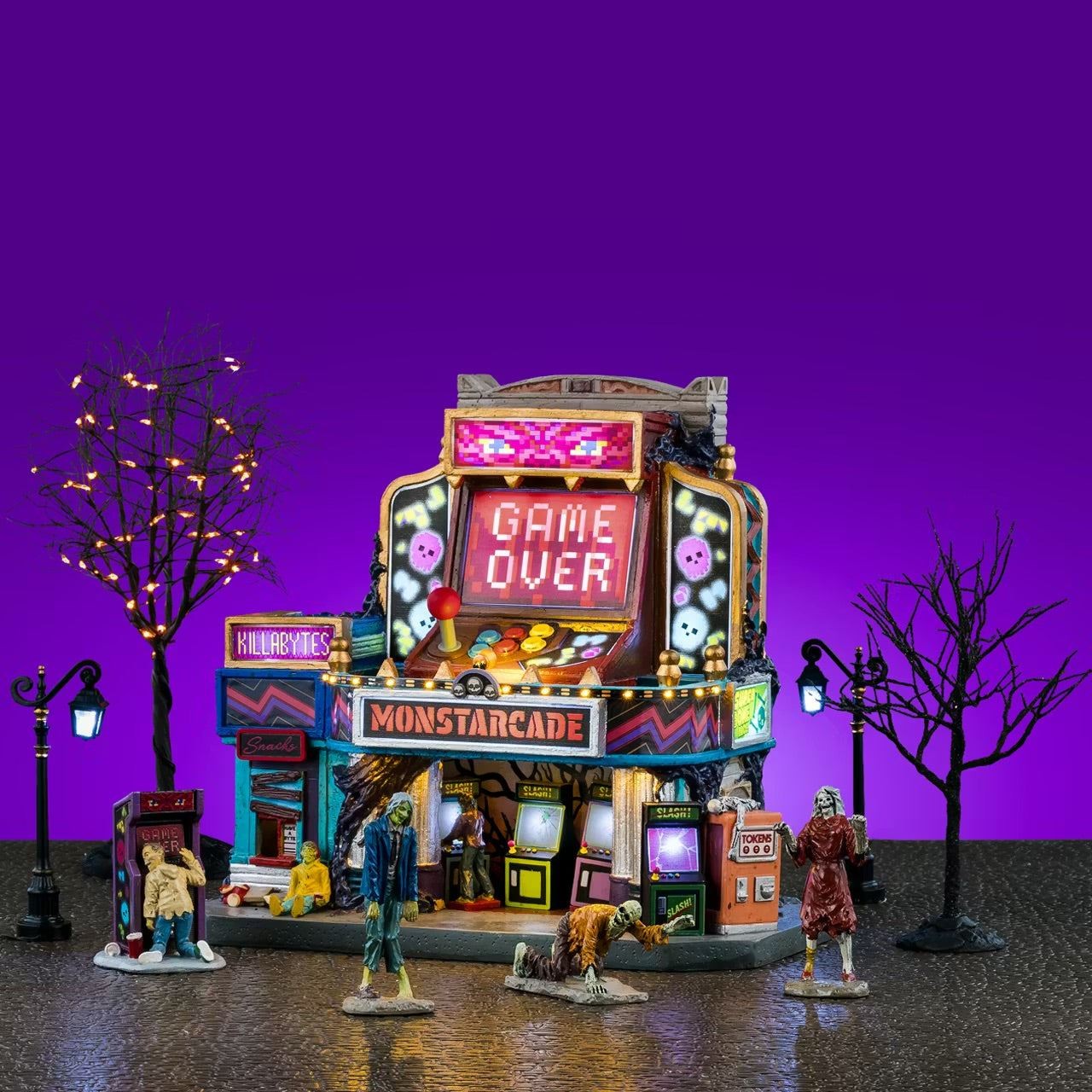 Lemax Spooky Town Halloween Village Monstarcade W Zombies Around Set 66705