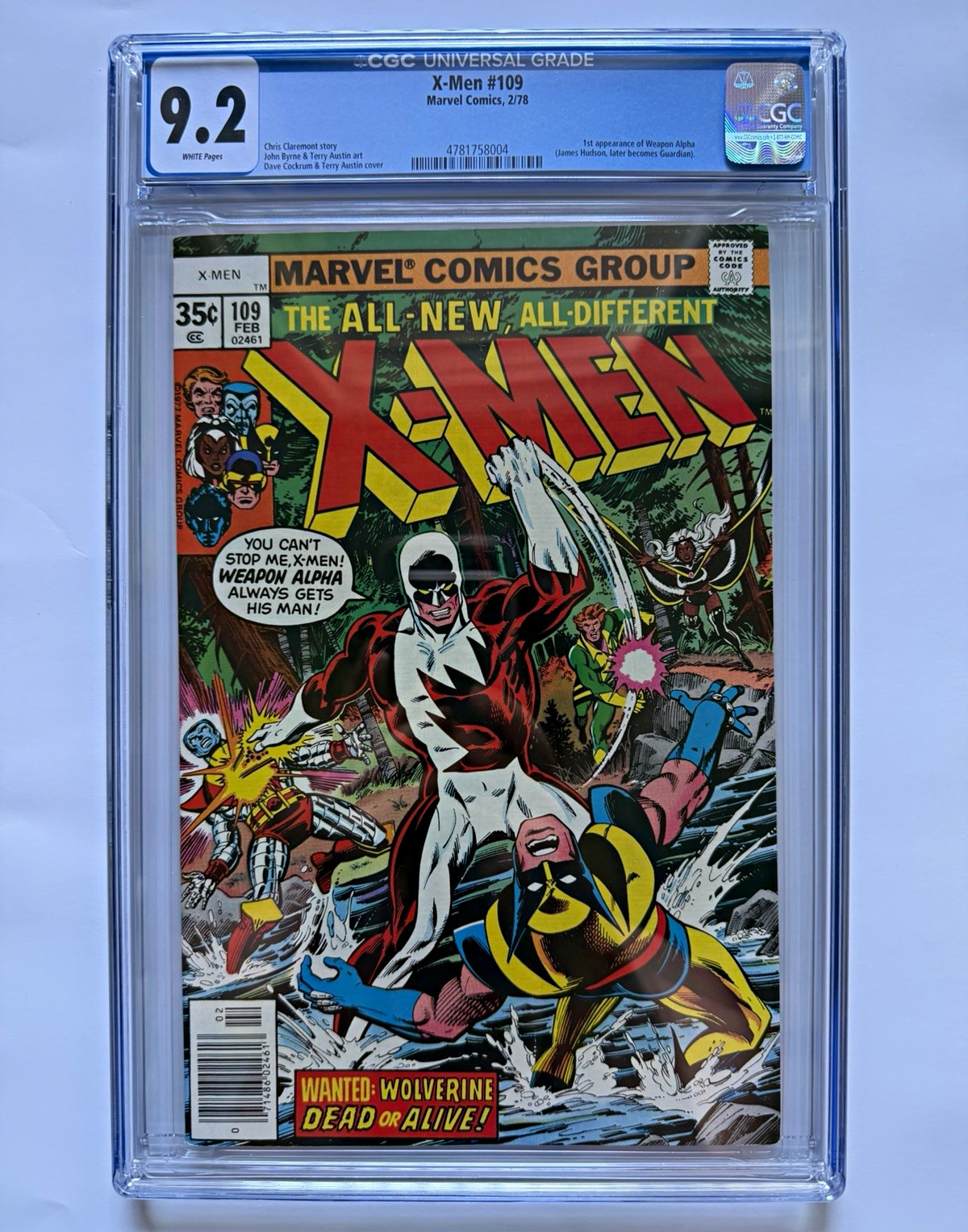 X-MEN 109 (1978) CGC 9.2 WP Marvel Bronze KEY 1st WEAPON ALPHA GUARDIAN X-MEN 109 (1978) CGC 9.2 WP Marvel Bronze KEY 1st WEAPON ALPHA GUARDIAN
