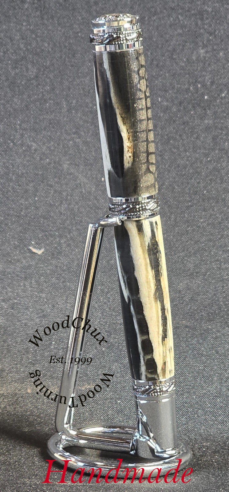 Handmade Exotic Alligator Jaw Bone & Black Resin Rollerball Fountain Pen 1613a