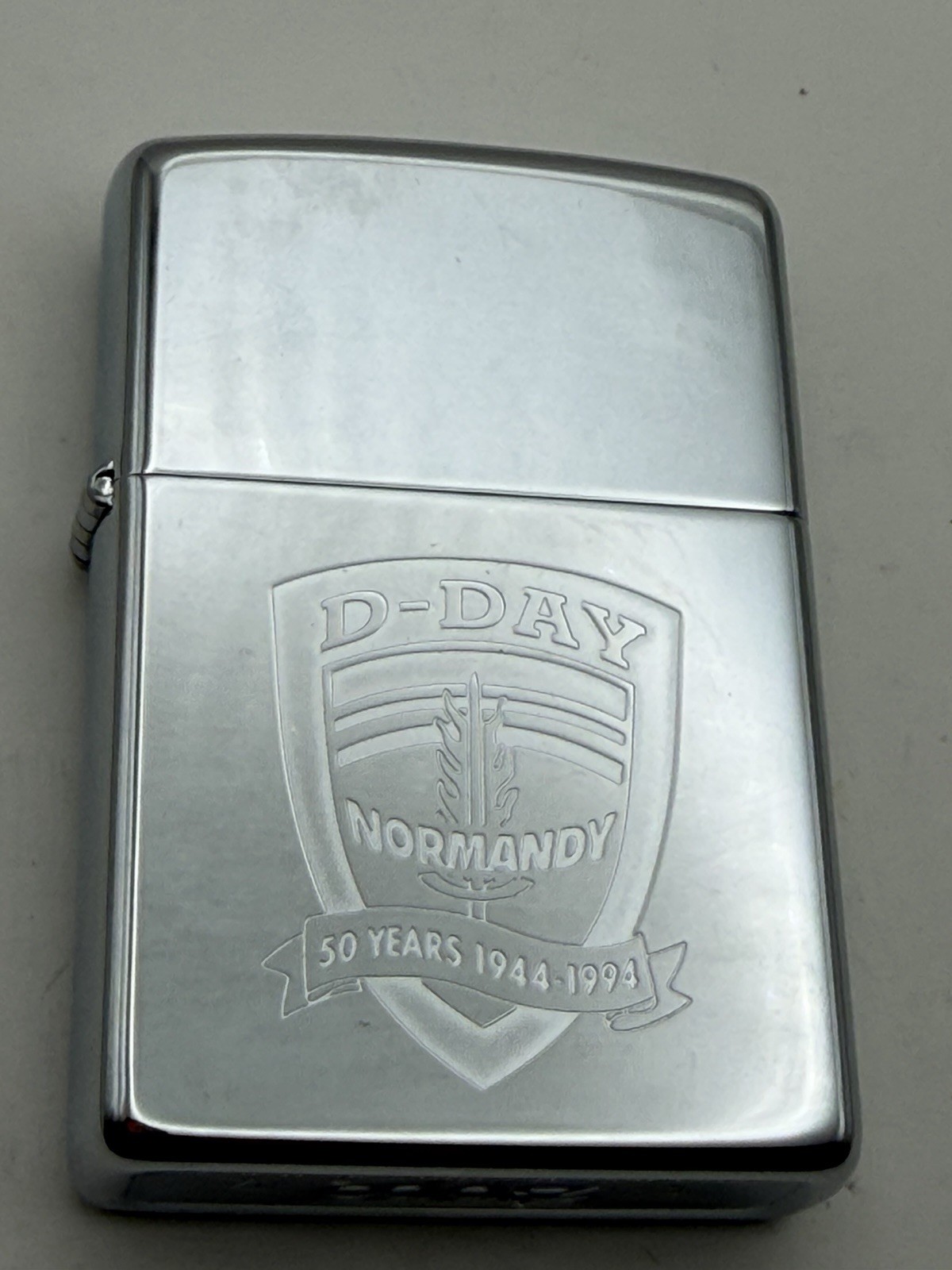 Vintage 1993 D-Day Normandy 50 Years High Polish Chrome Zippo Lighter New