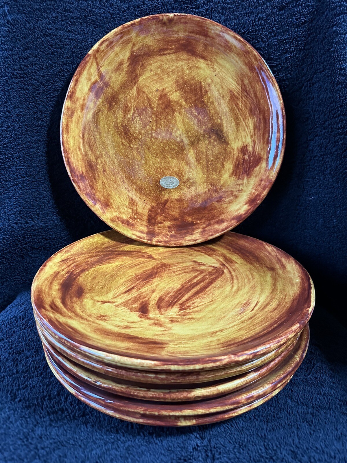 Creek Nation Pottery Indian 6 Orangish/brown 11” Plates.  Vintage Frankoma 1972