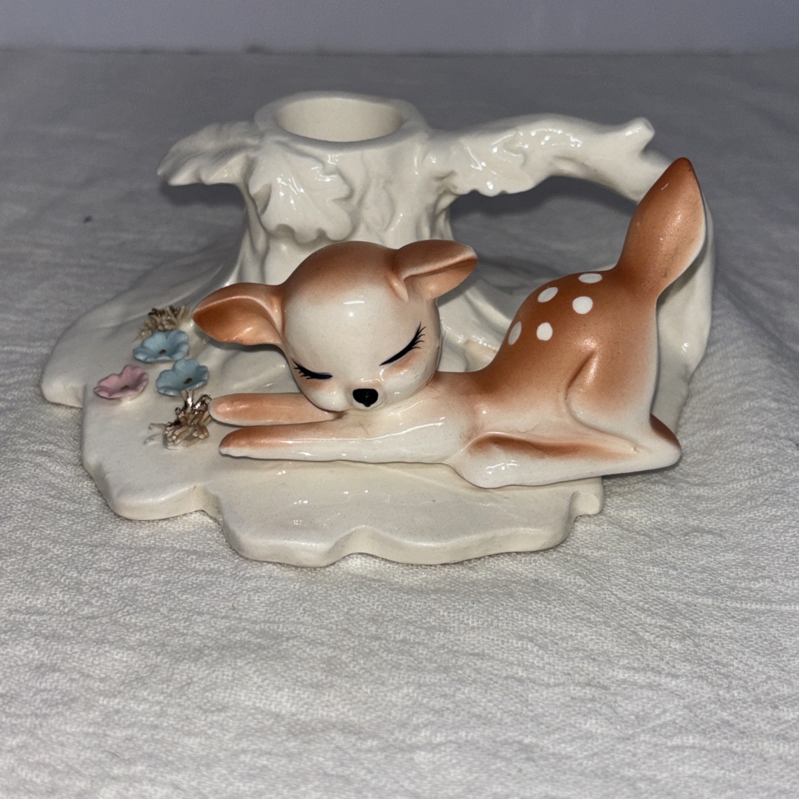 Rare Lefton Japan Baby Fawn Candle Holder-NICE