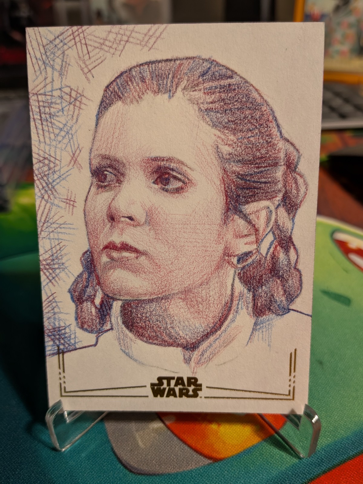Topps Star Wars Gold Foil Sketch Princess Leia Sketch by Angelina Benedetti ✍🏻