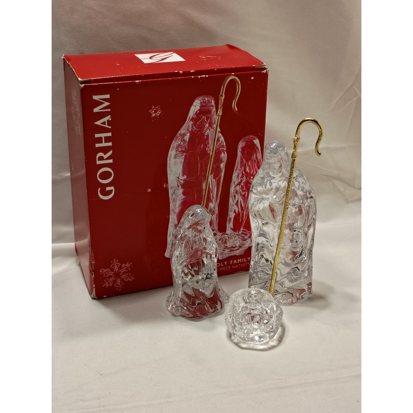 Gorham Holy Family Crystal Nativity Set 3 Piece Christmas Holiday Decor Gorham Holy Family Crystal Nativity Set 3 Piece Christmas Holiday Decor