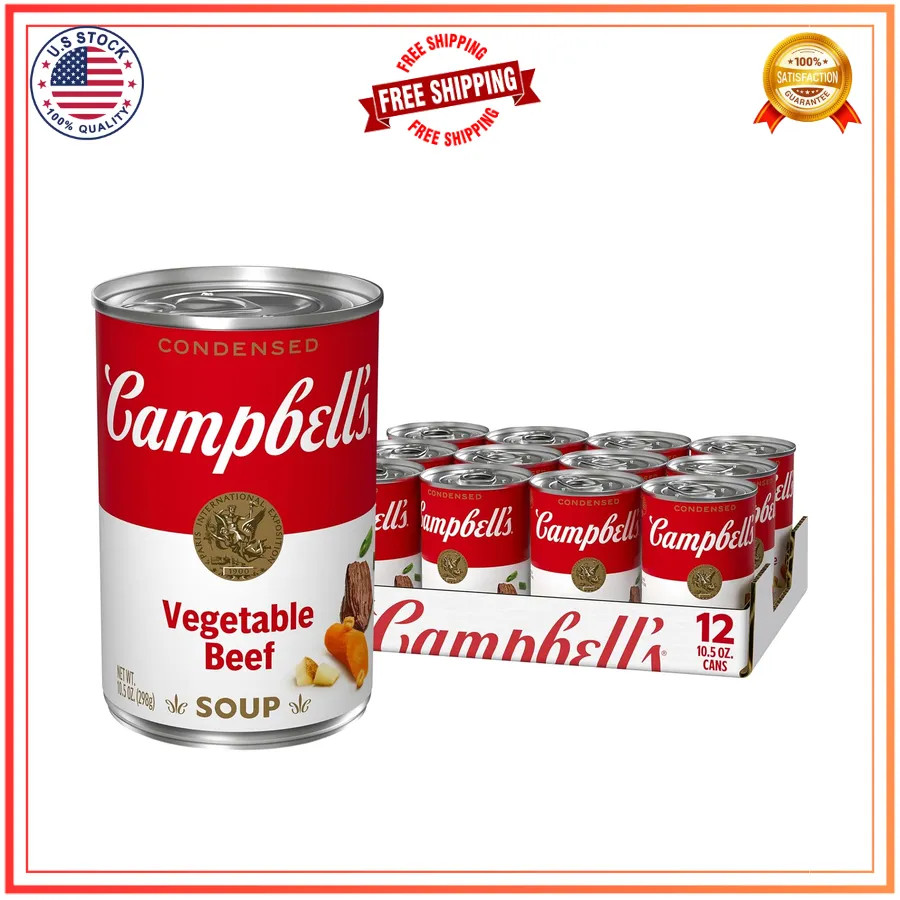 Campbells Condensed Vegetable Beef Soup 10.5 Ounce Pack of 12
