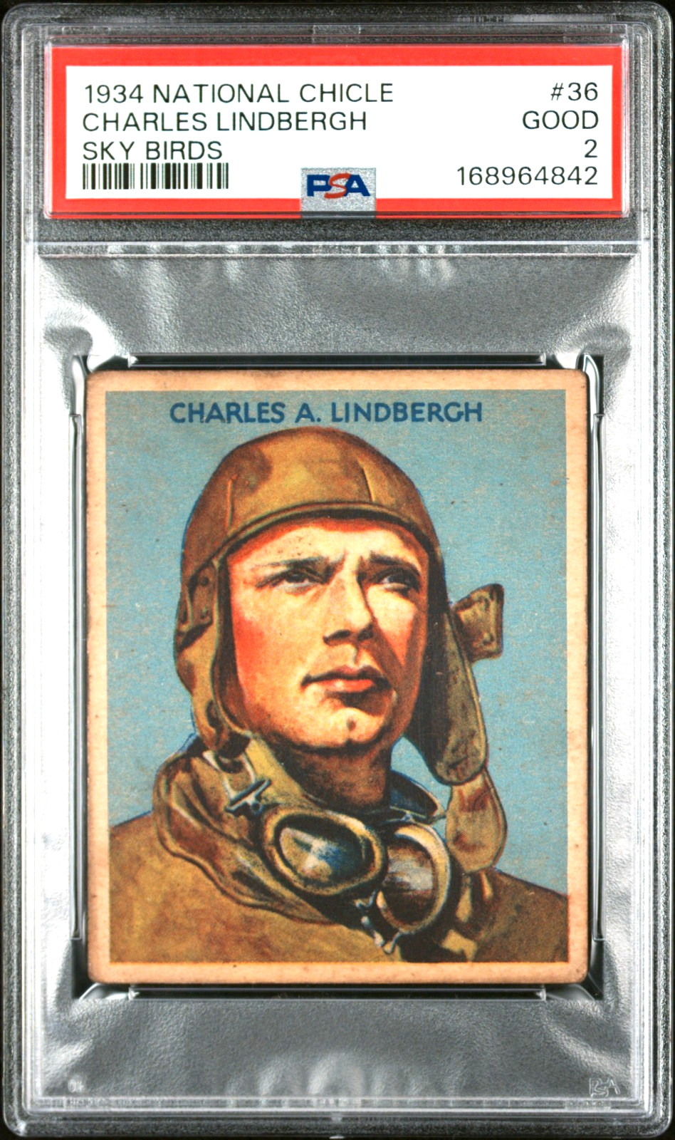 1934 National Chicle Sky Birds Charles Lindbergh #36 PSA 2