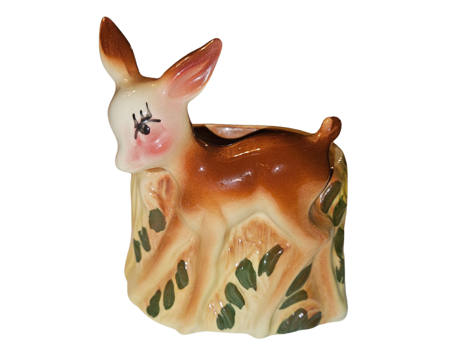 Vintage Ceramic Deer Fawn Planter 1940s or 1950s