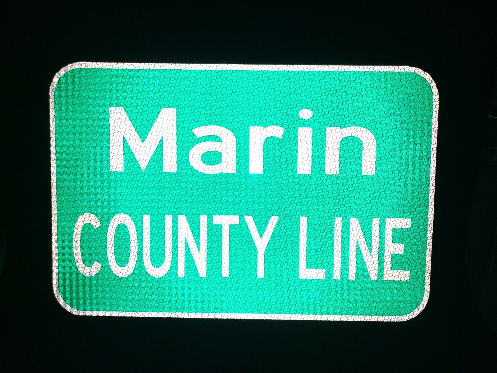 MARIN COUNTY LINE California route road sign, San Rafael, Golden Gate,Marin City