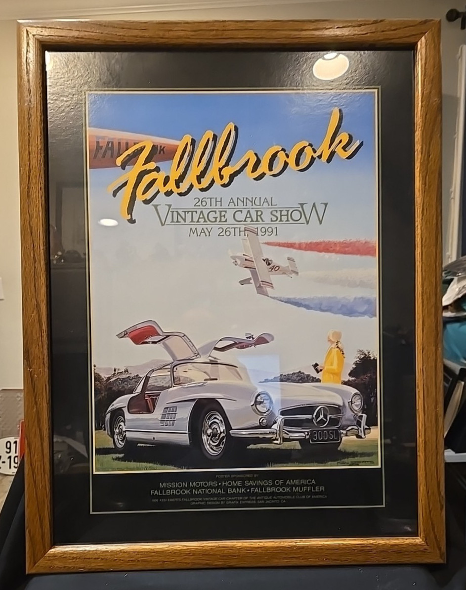 1991 26th Annual Fallbrook Vintage Car Show Professionally Framed & Matted 20x26